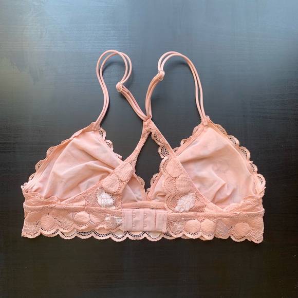 Aerie Light Pink Floral Lace Racerback Adjustable Strap Bralette size Medium EUC - Picture 3 of 6